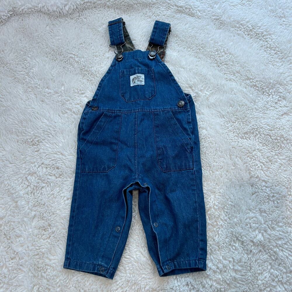 Bass Pro Shop Denim Boys Overalls 6 Months Camo Country Western Hiking Hunting
